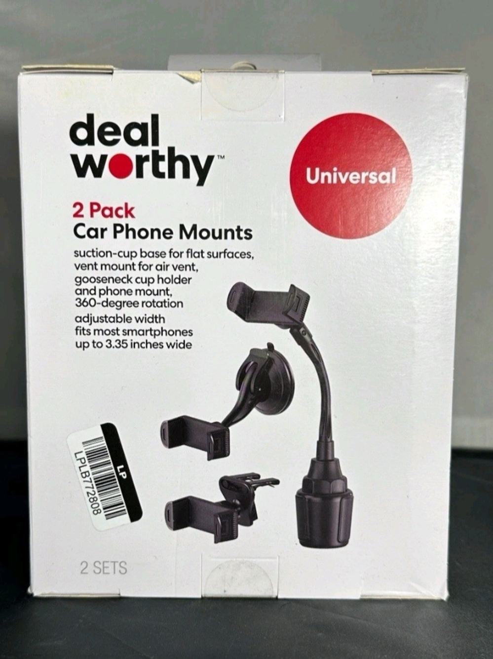 Black 2-Pack Universal Car Phone Mounts
